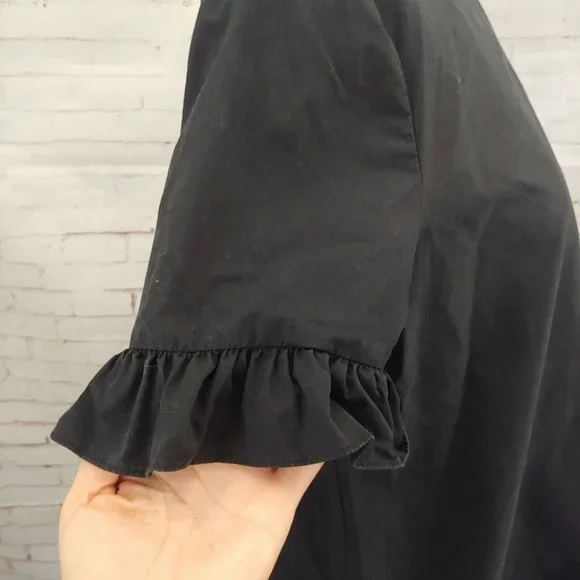 Zara Trafaluc Women's Black Ruffled Sleeve Shift Dress Size Large L - Picture 3 of 6